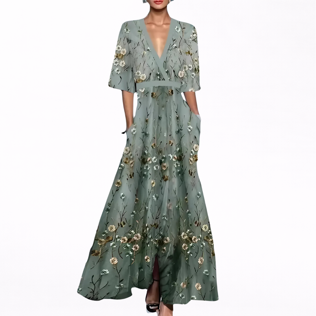 Valentina | Elegant maxi dress with a plunging neckline