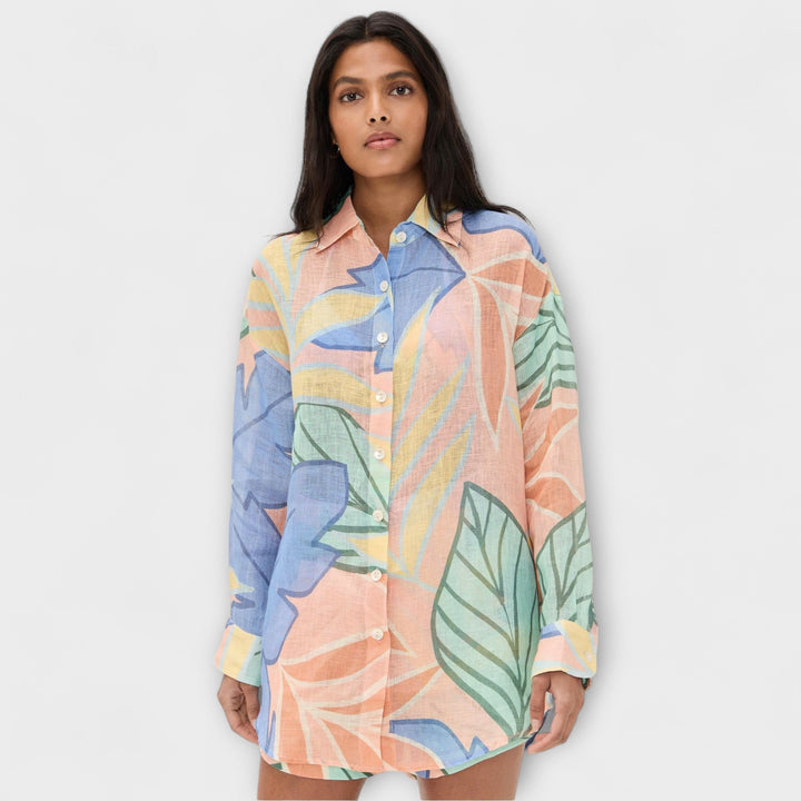 Mary - Tropical Leaf Print Short Set by Playa Boyfriend