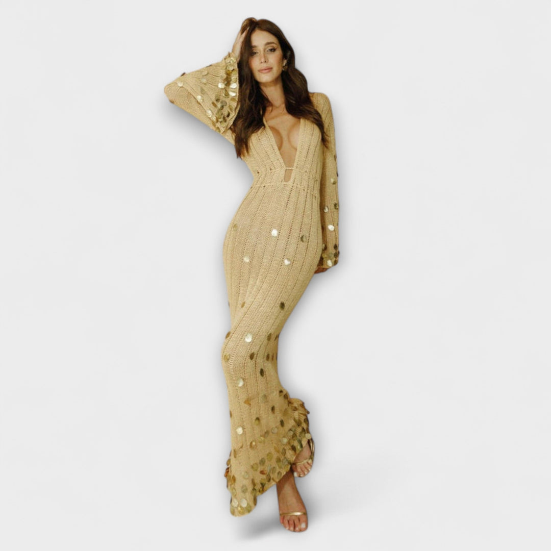 Kathleen - Goldigs Maxi Dress in Knit