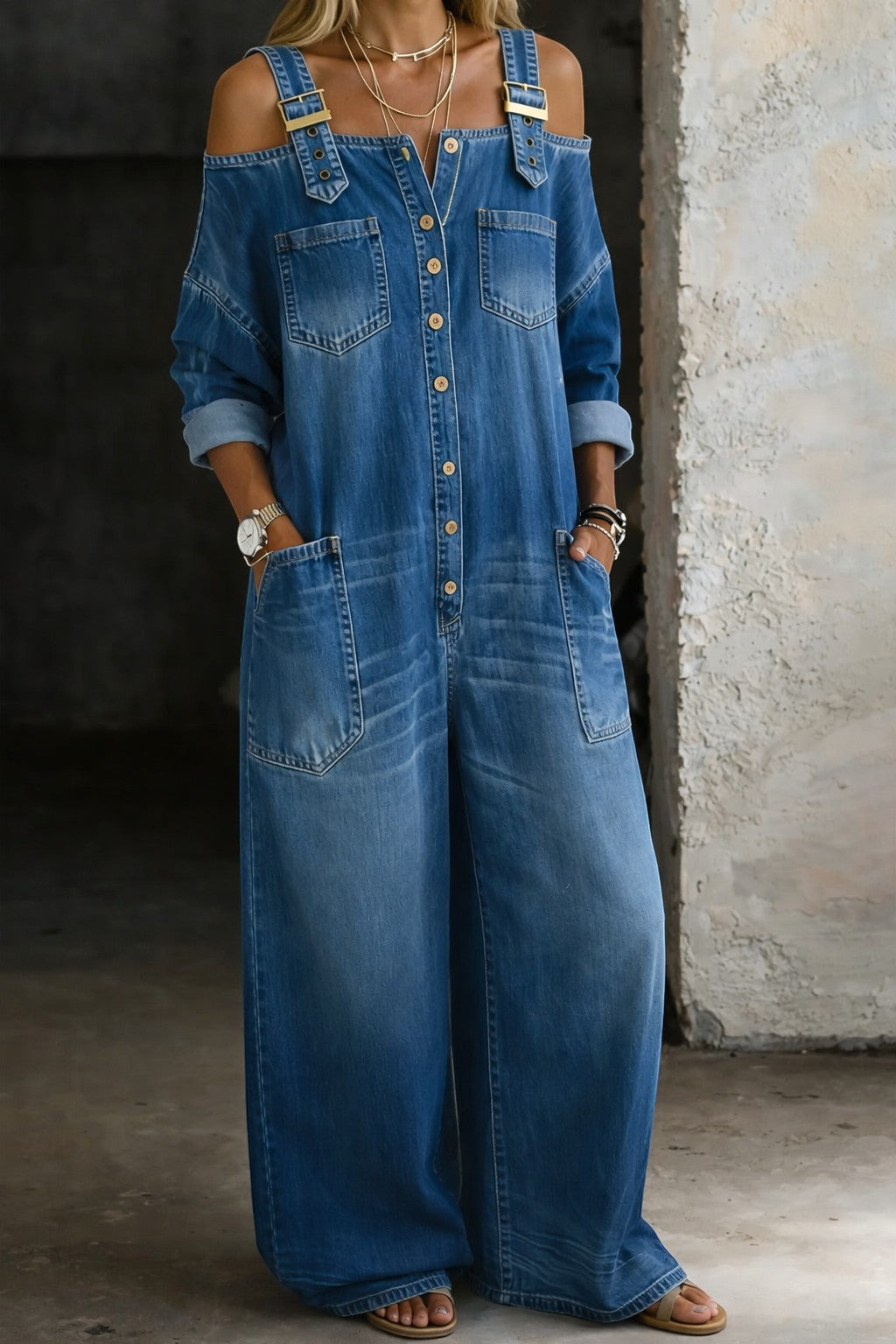 SOPHIA | Off Shoulder Denim Jumpsuit