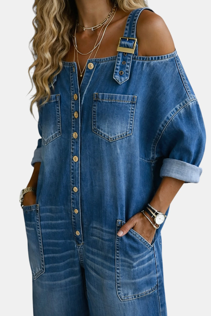 SOPHIA | Off Shoulder Denim Jumpsuit