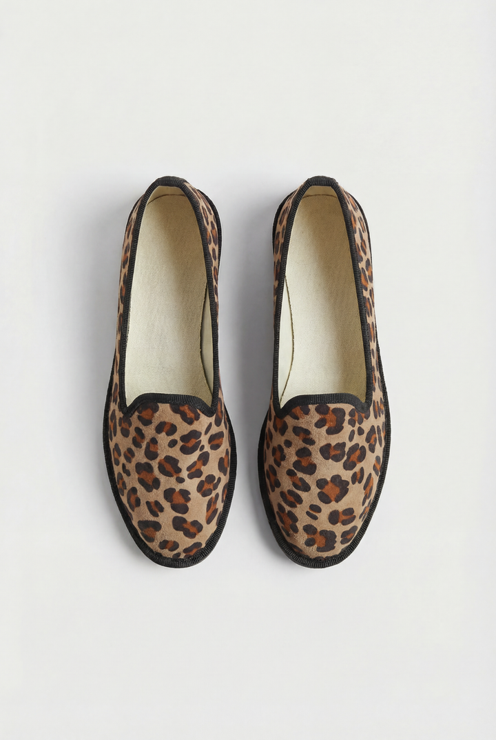 Friulan slippers in animal-print velvet