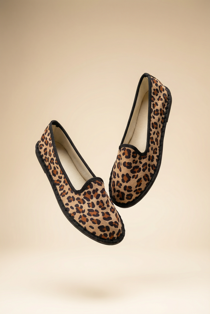 Friulan slippers in animal-print velvet