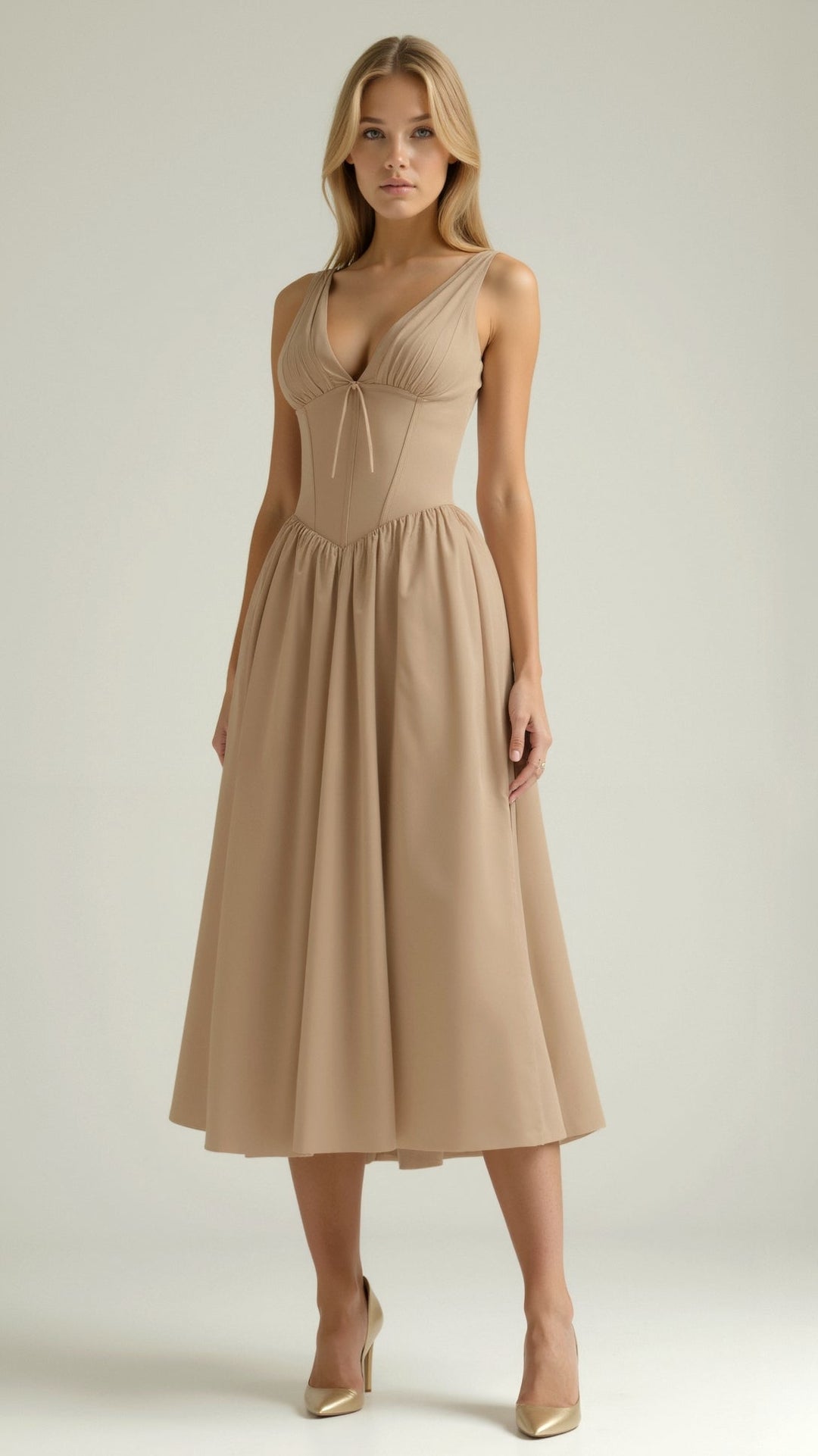 Emma Elegant Midi Plunge Dress