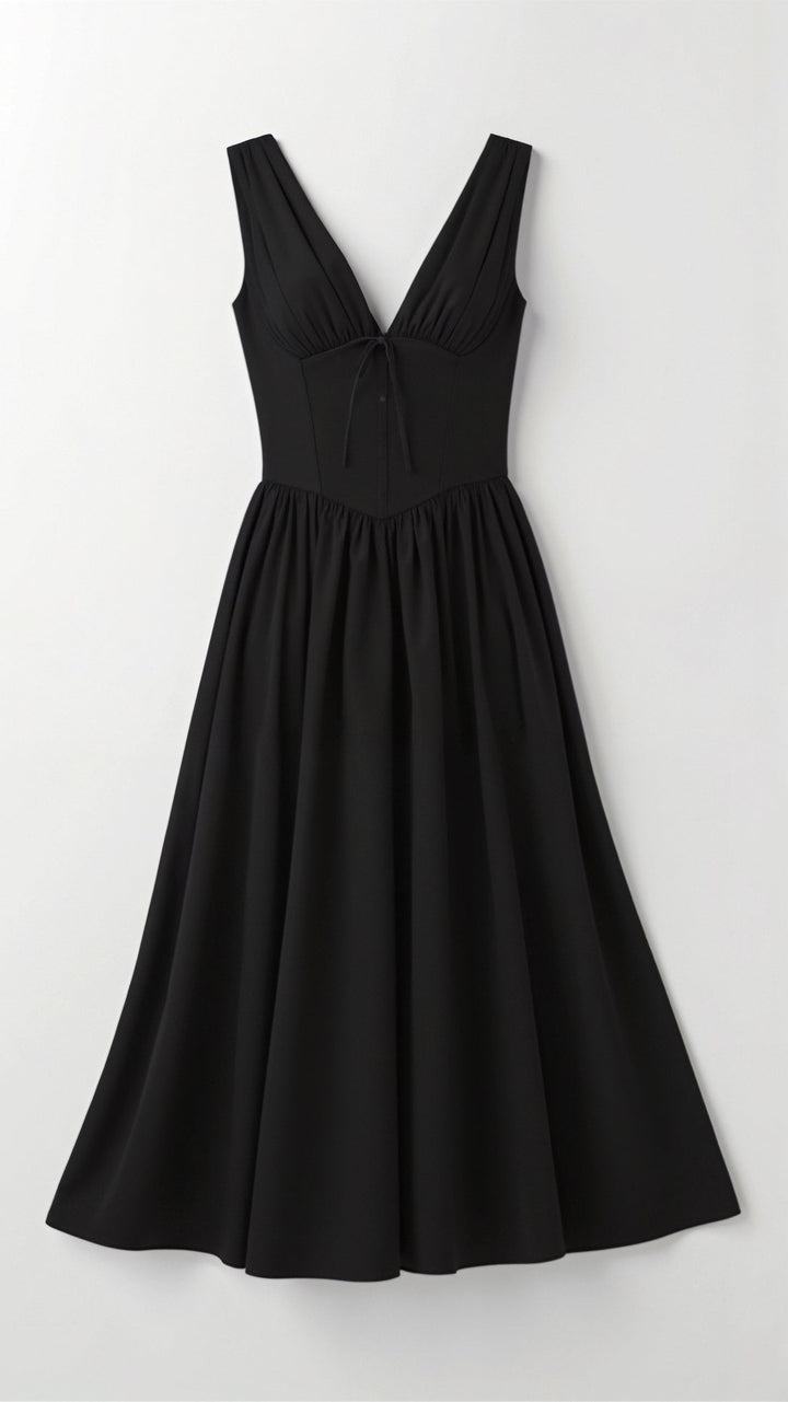 Emma Elegant Midi Plunge Dress