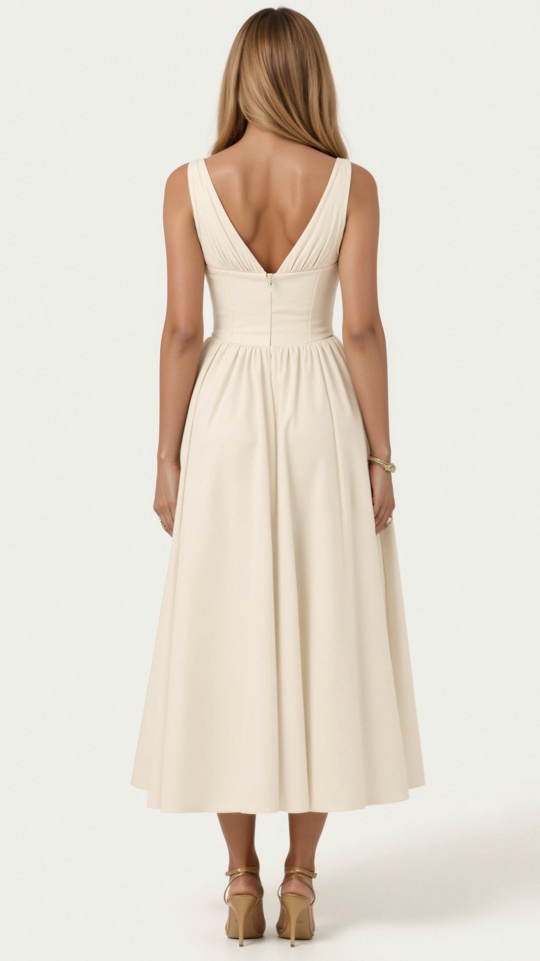 Emma Elegant Midi Plunge Dress