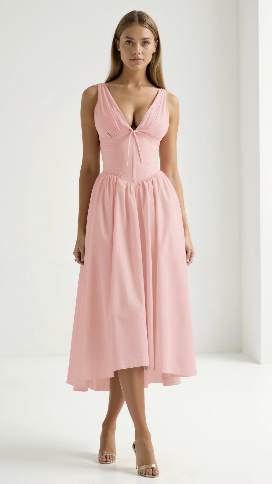 Emma Elegant Midi Plunge Dress