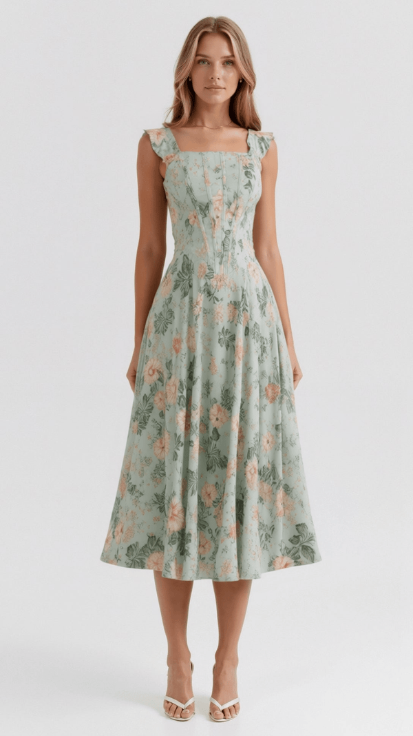 Eleanor Romantic Floral Print Midi Sundress