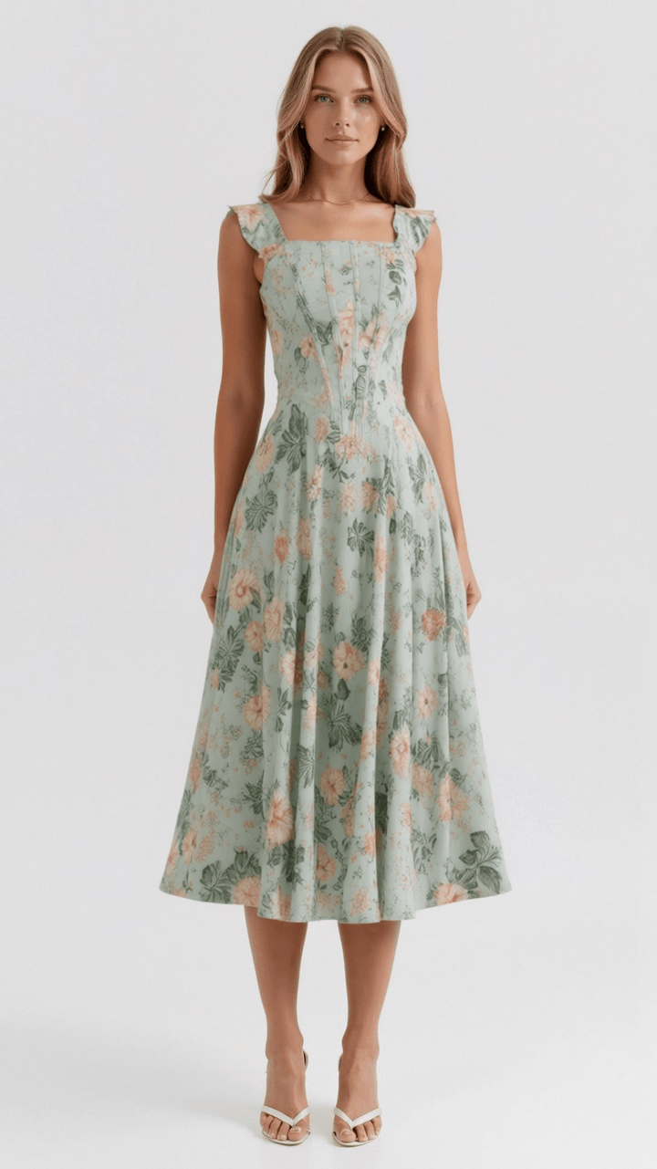 Eleanor Romantic Floral Print Midi Sundress