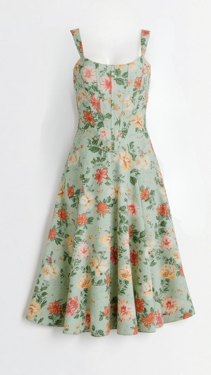 Eleanor Romantic Floral Print Midi Sundress