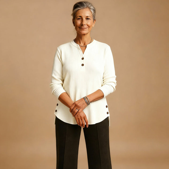 Louisa | Solid Knit Sweater with Long Sleeves