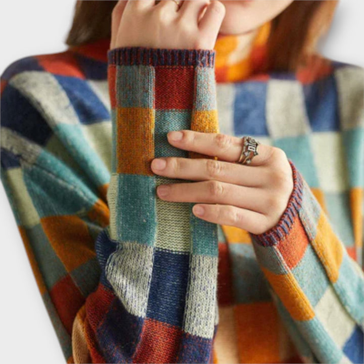 Jana | Patchwork Roll Neck Sweater
