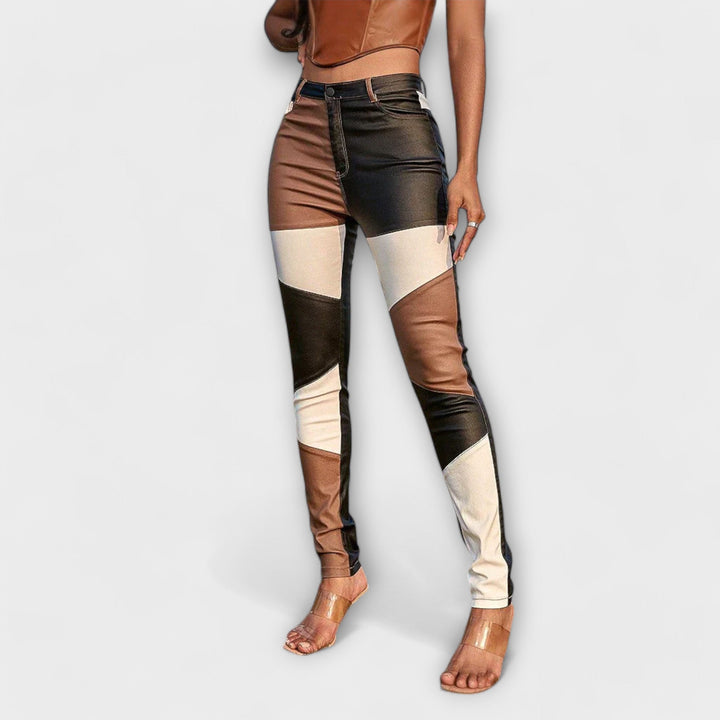 Calliope – Trousers with Colour Block Pattern