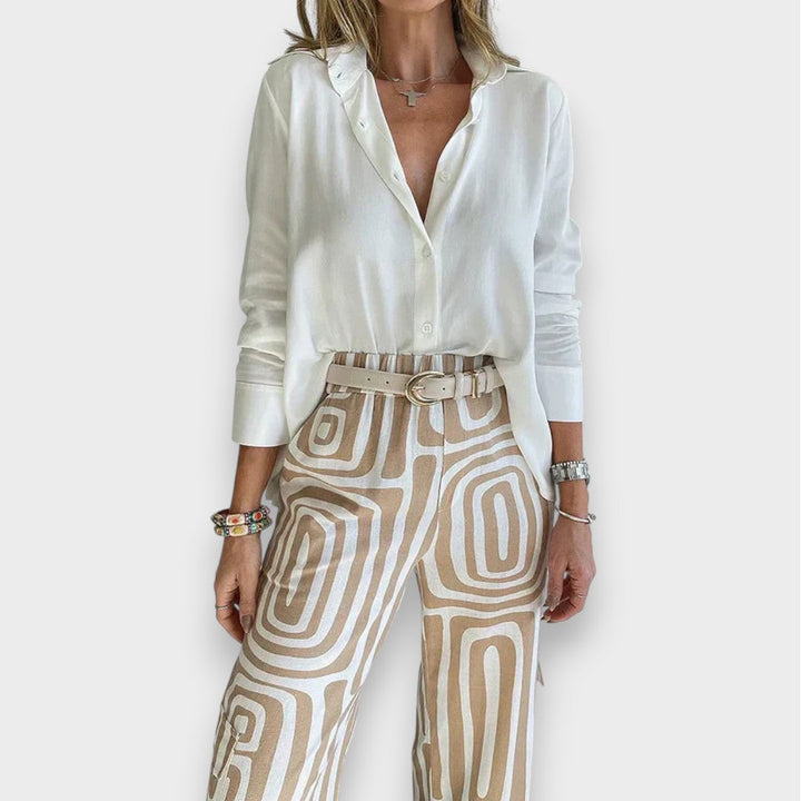Aurora | Stylish Trouser Set with Blouse and Belt