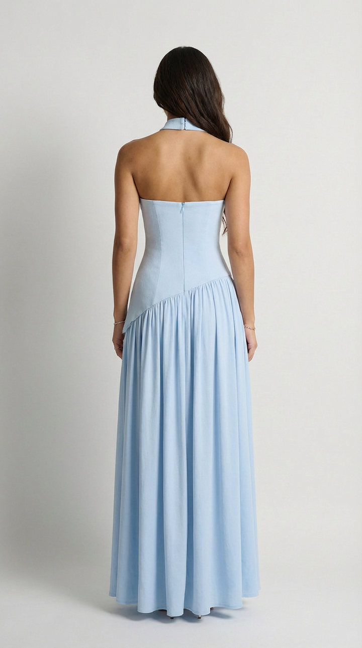 Celeste Sculpted High-Slit Maxi Dress