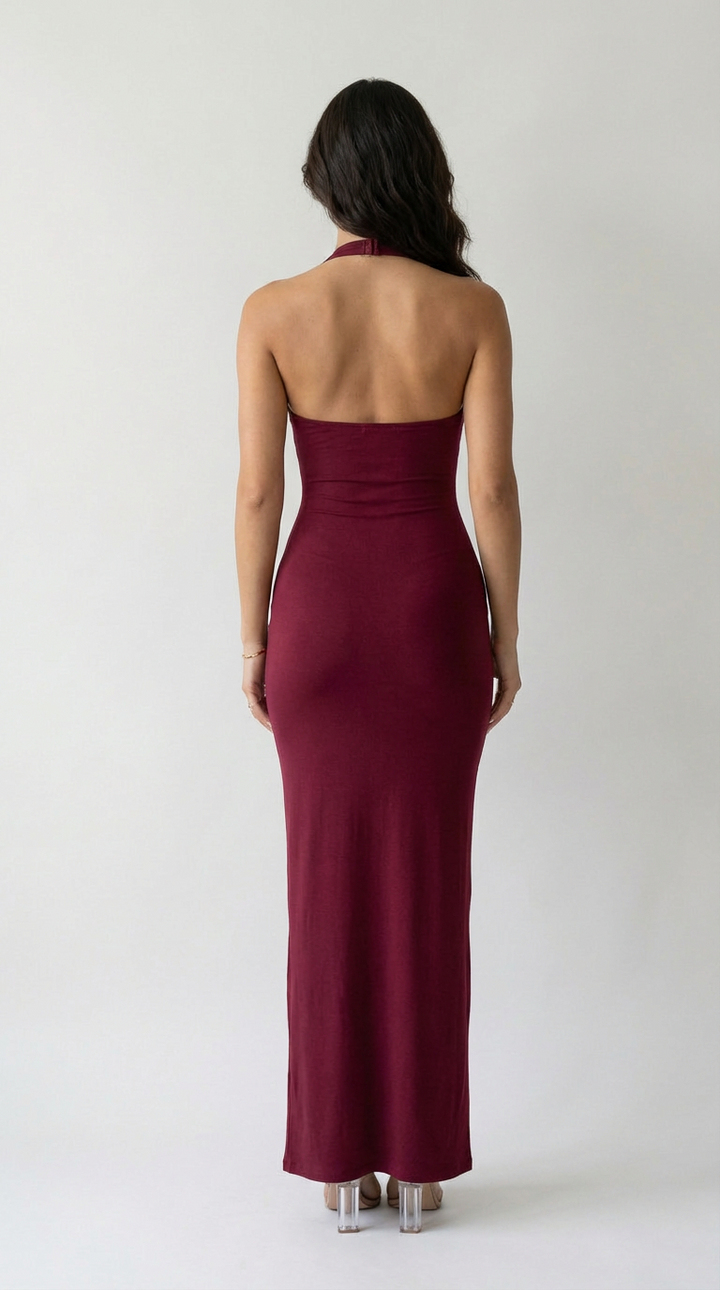 Valentina Sculpted Halter Maxi Dress