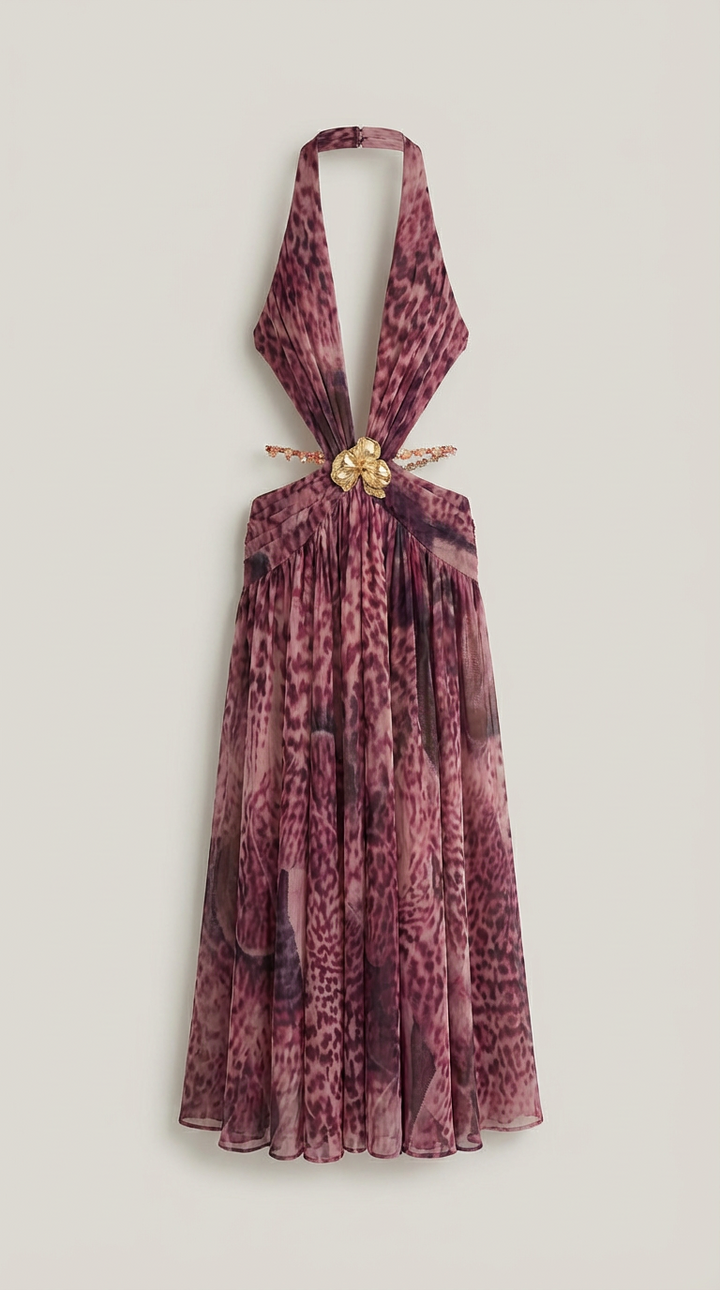 Serena Wild Halter Cut-Out Maxi Dress